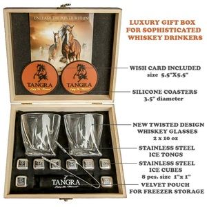 🆕 WHISKEY STAINLESS STEEL STONES LUXURY GIFT SET